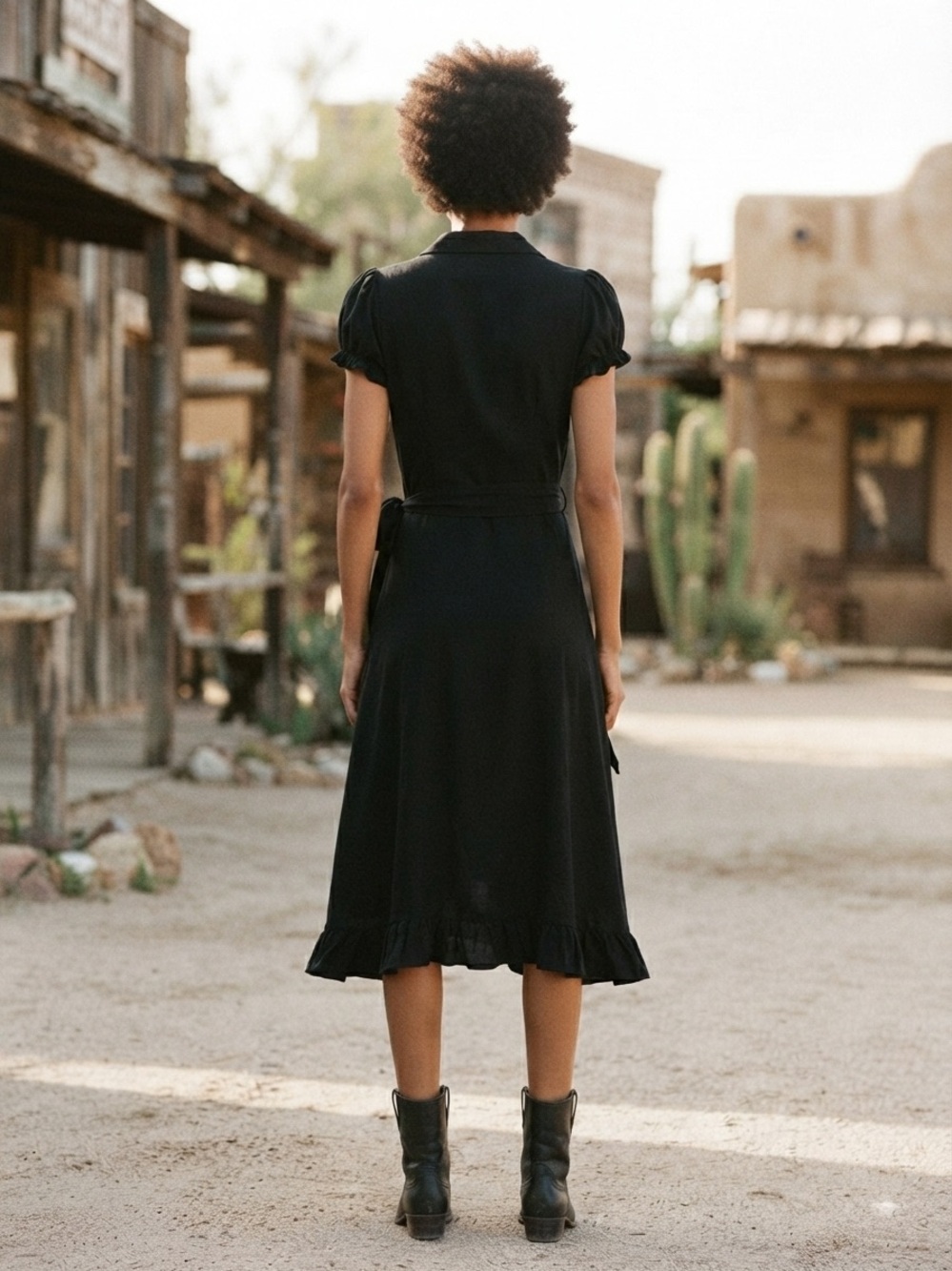 Lucky 13 Black Western Guns and Roses Embroidered Short Sleeve Wrap Dress XS - Picture 5 of 13